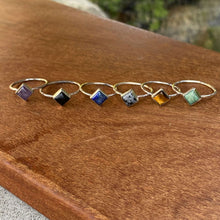 Load image into Gallery viewer, One Stackable Square Ring Mix and Match SINGLE square Gemstones Sterling Silver band stacking ring Gemstone, small square stackable ring, gemstone rings, birthstone rings