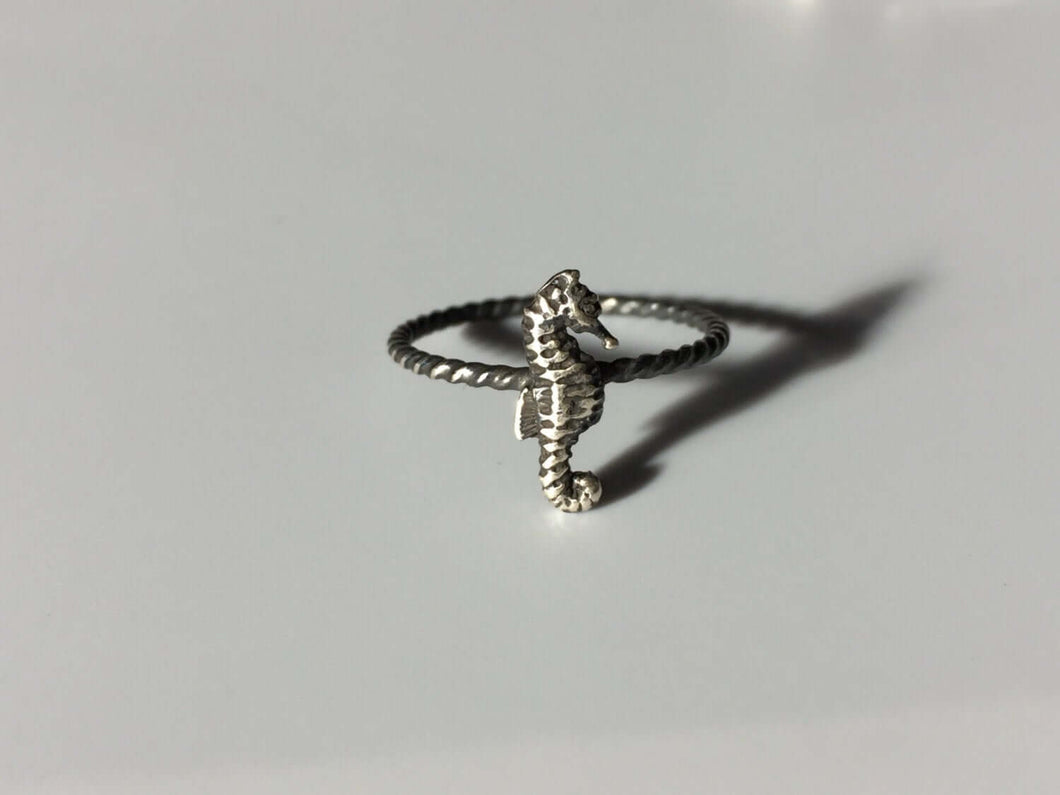 Seahorse Stacking Ring. Sterling silver stacker jewelry mix and match. Ocean sea creature environmental awareness jewelry.