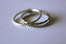 Load image into Gallery viewer, Set of 3 Textured Band Stackable Rings Mix and Match Sterling Silver