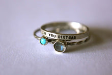 Load image into Gallery viewer, 2 solid 14k gold gemstone stacking rings and custom band set of 3 rings