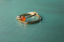 Load image into Gallery viewer, Stacking set 1 solid 14k gold gemstone band ring and 1 custom band memento personalized dainty and feminine