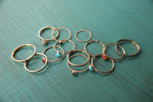 Load image into Gallery viewer, 2 solid 14k gold gemstone stacking rings and custom band set of 3 rings