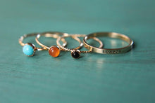 Load image into Gallery viewer, 3 solid 14k gold gemstone stacking rings and custom band set of 4 rings

