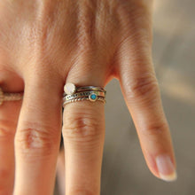 Load image into Gallery viewer, Set of 3 rings one personalized message and two gemstones sterling silver stackable stacking rings