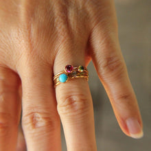 Load image into Gallery viewer, Choose your gemstone. Two 14k white gold gemstone stacking rings set. Custom band set of 2 rings gemstone stacking rings.