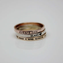 Load image into Gallery viewer, Solid 14k white gold custom hand stamped tiny band ring. Knuckle size available.
