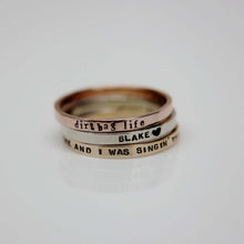 Load image into Gallery viewer, Solid 14k white gold custom hand stamped tiny band ring. Knuckle size available.