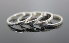 Load image into Gallery viewer, Square hammered texture band ring in Sterling Silver. Stacking ring add on.