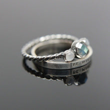 Load image into Gallery viewer, Triple gemstone stacking band. Three gemstones on a textured ring in sterling silver.