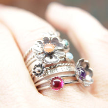 Load image into Gallery viewer, Delicate Rose Leaf Stacking Ring. Sterling silver leaf stacking ring. Springtime jewelry.