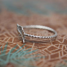 Load image into Gallery viewer, Delicate Rose Leaf Stacking Ring. Sterling silver leaf stacking ring. Springtime jewelry.