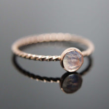 Load image into Gallery viewer, Choose your Gemstone. Single 14k rose gold stacking ring. Rose gold gemstone ring stacking ring. Dainty gemstone ring.
