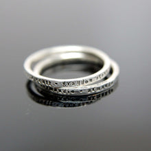 Load image into Gallery viewer, One custom stamped hammered band in sterling silver. Sterling silver stamped band. Mommy ring Grandma ring