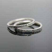 Load image into Gallery viewer, One custom stamped hammered band in sterling silver. Sterling silver stamped band. Mommy ring Grandma ring
