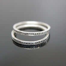 Load image into Gallery viewer, One custom stamped hammered band in sterling silver. Sterling silver stamped band. Mommy ring Grandma ring