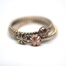 Load image into Gallery viewer, Three Cherry Blossom Rings in 14k Gold. Simple stacking ring in 14k rose gold, yellow gold, white gold, green gold. Thin gold stacking ring.