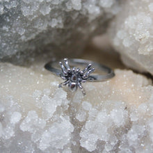 Load image into Gallery viewer, Spooky Sterling Silver Spider Ring. Sterling silver arachnid stacking ring. Halloween goth jewelry.