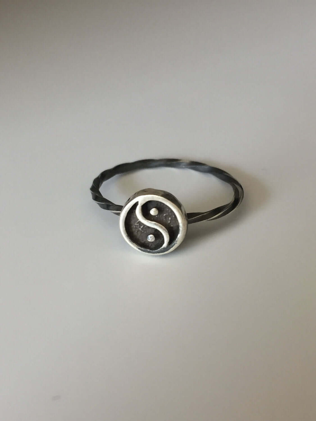 Yin/Yang Stacking Ring. Sterling silver stacker jewelry mix and match. Positive negative energy peace yoga jewelry.