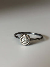 Load image into Gallery viewer, Sunflower Stacking Ring. Sterling silver stacker jewelry mix and match. Hippie flower child jewelry.
