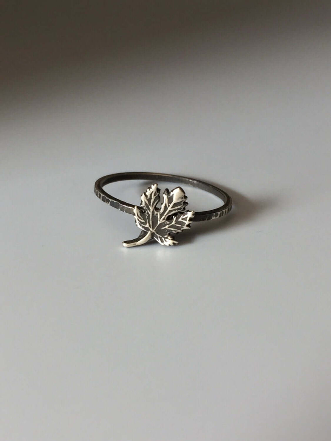 Maple Leaf Stacking Ring. Sterling silver stacker jewelry mix and match. Fall leaves leaf foliage nature natural hippie jewelry.
