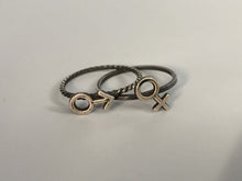 Load image into Gallery viewer, Male or Female Stacking Ring. Sterling silver stacker jewelry mix and match. Gender sex symbol jewelry.
