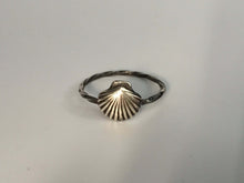 Load image into Gallery viewer, Sea Shell Stacking Ring. Sterling silver stacker jewelry mix and match. Scalloped sea shell seashell ocean beach surfer jewelry.
