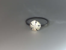 Load image into Gallery viewer, Sand Dollar Stacking Ring. Sterling silver stacker jewelry mix and match. Ocean sea creature environmental awareness jewelry.
