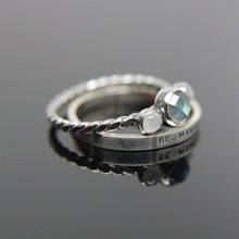 Load image into Gallery viewer, Triple gemstone stacking band. Three gemstones on a textured ring in sterling silver.
