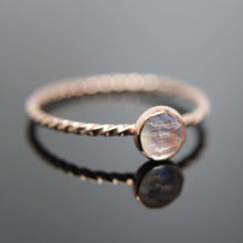 Load image into Gallery viewer, Choose your Gemstone. Single 14k rose gold stacking ring. Rose gold gemstone ring stacking ring. Dainty gemstone ring.
