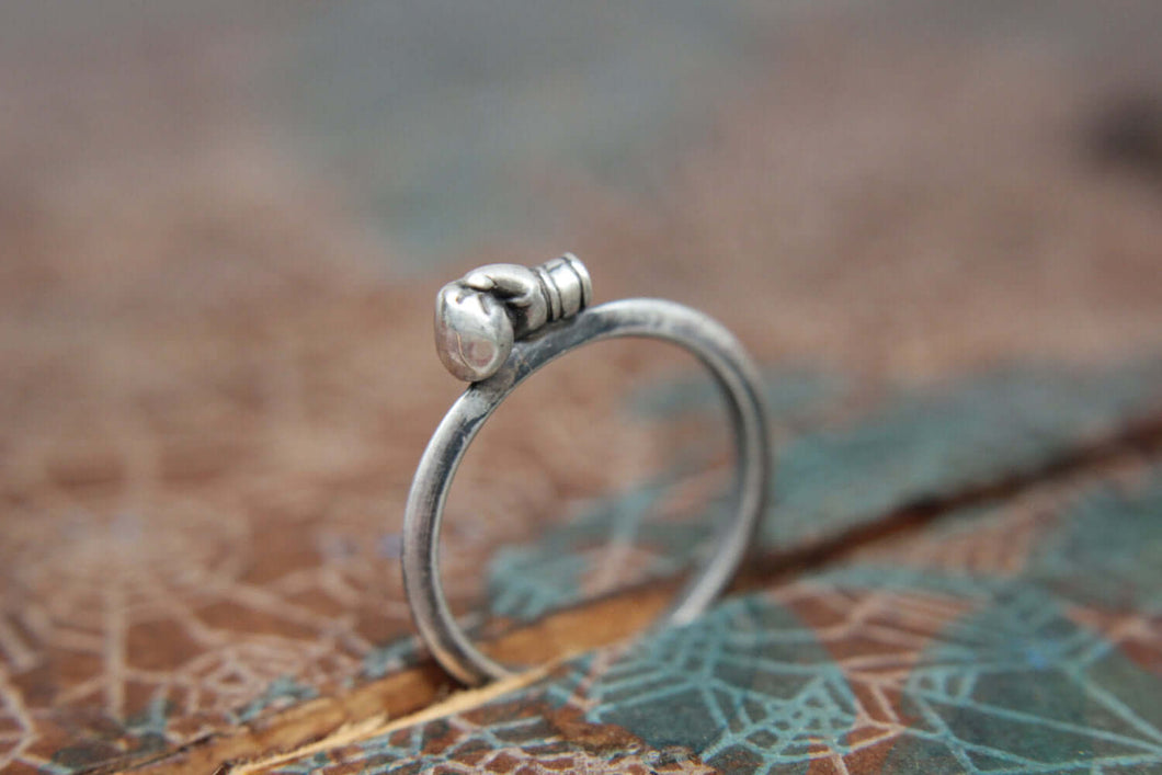 Prize Fighter Stacking Ring. Sterling silver boxing glove ring. Strong female jewelry. Fierce female feminist ring.