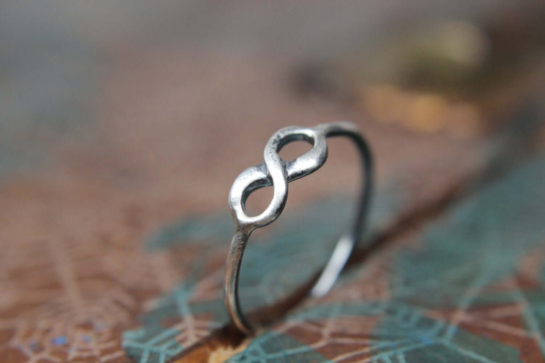 To Infinity Stacking Ring. Sterling silver infinity ring. Delicate dainty infinity symbol ring for your love.
